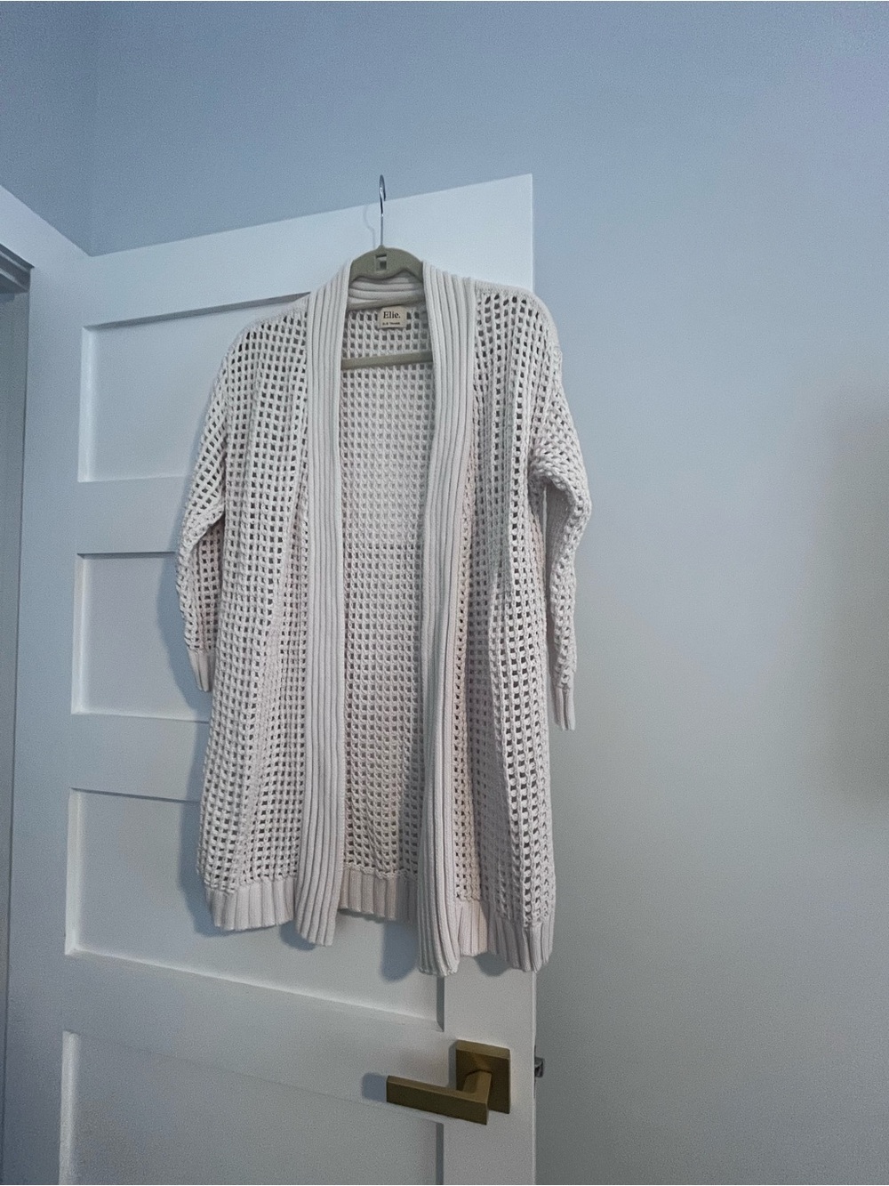 Elie Tahari Open-Weave Cream Cardigan